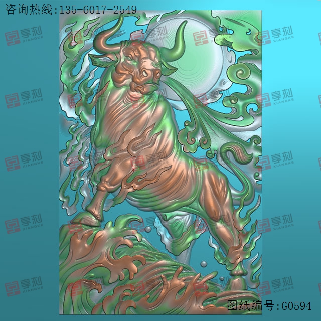 生肖牛挂件玉石雕刻机电脑雕刻图纸_享刻数控雕刻机厂家