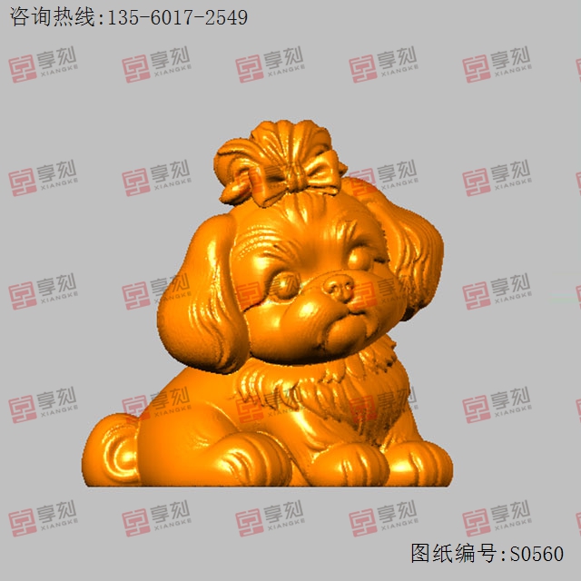 蝴蝶结小狗动物手把件摆件玉石雕刻图纸_电脑数控玉石雕刻机厂家
