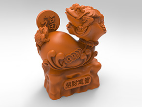 福袋招财金蟾一玉石雕刻图纸_电脑数控玉石雕刻