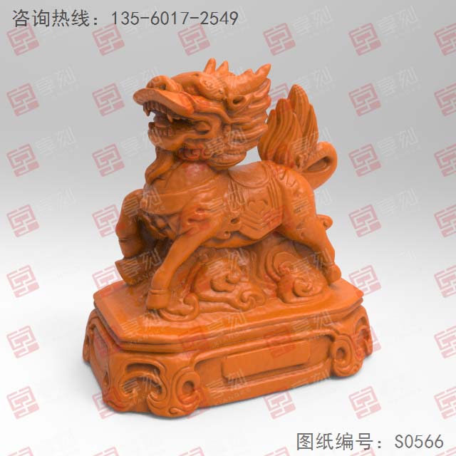 麒麟立体摆件玉石图纸_五轴数控玉石雕刻机厂家